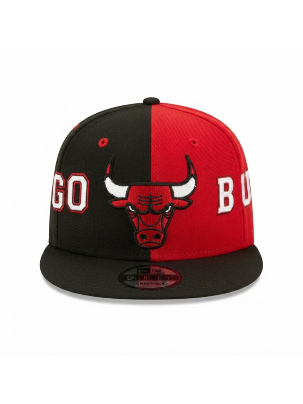 Men's Chicago Bulls New Era Team Split 9FIFTY Snapback Hat - Black/Red